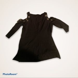 Black donna karan shoulder cut out top